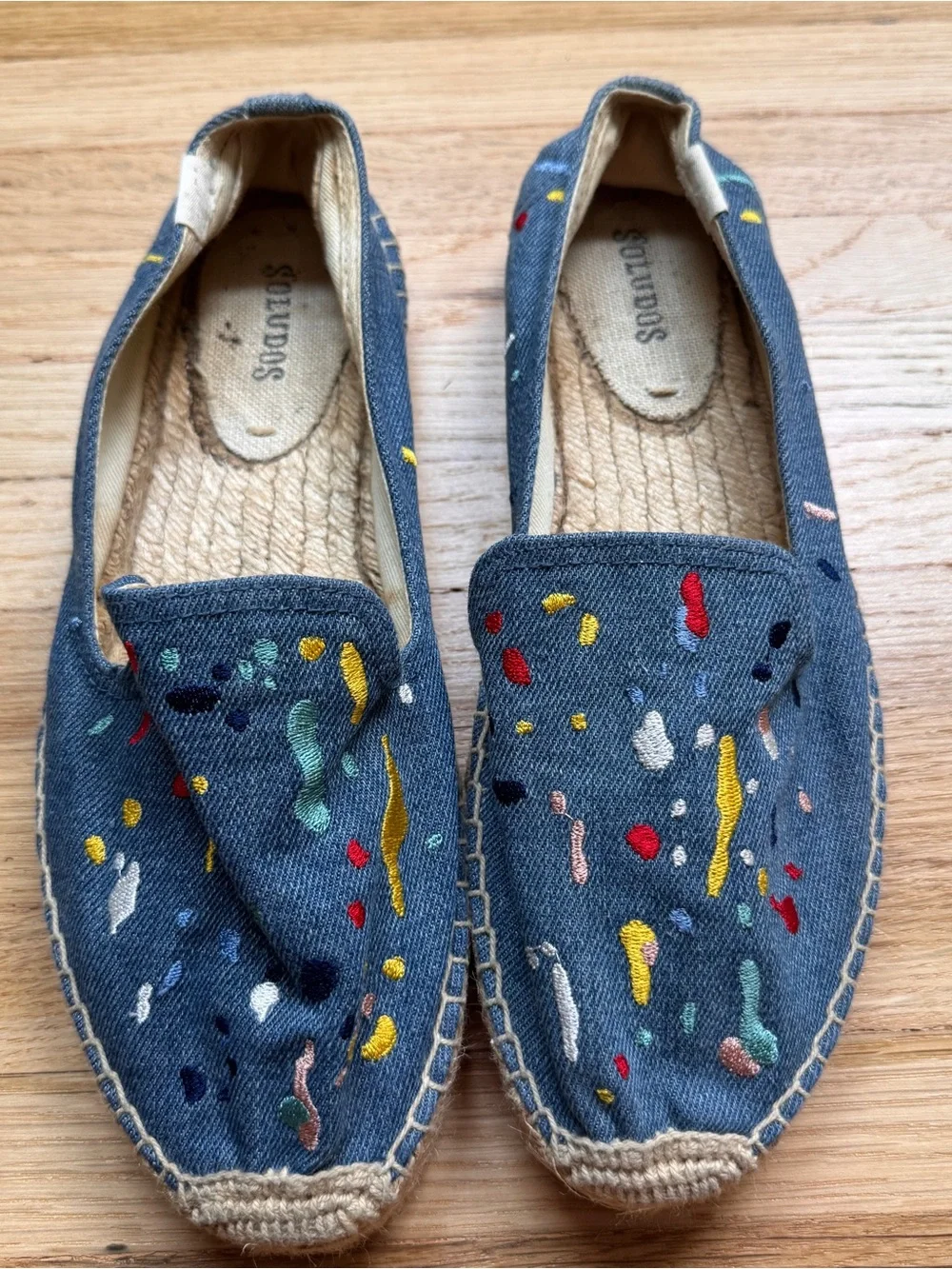 Soludos Paint Splatter Espadrilles- Women's Size 9, Embroidered